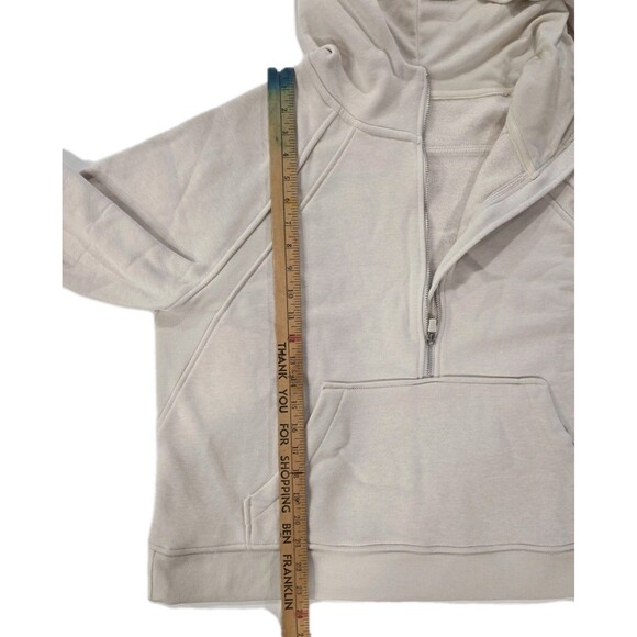 Danskin Half Zip Mixed Rib Cozy Hoodie Thumbhole Kangaroo Pocket Cream Women XXL - Picture 14 of 14